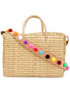 Nannacay pom pom strap basket bag