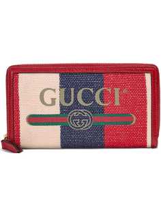 Gucci кошелек с круговой молнией и принтом логотипа