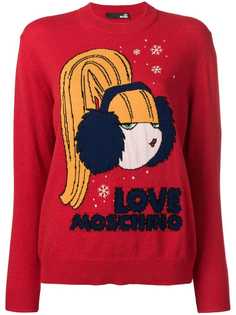 Love Moschino свитер с логотипом вязки интарсия