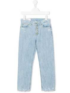 Dondup Kids прямые джинсы с эффектом потертости