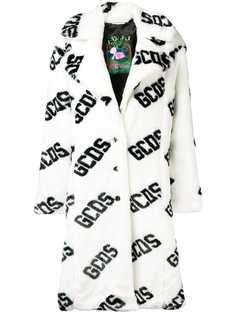 Gcds меховое пальто с принтом логотипов