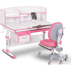 Комплект мебели (столик + кресло + полка) Mealux EVO-50 PN столешница белая/пластик розовый