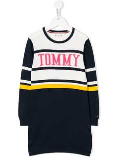 Tommy Hilfiger Junior трикотажное платье с логотипом вязки интарсия