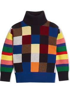 Burberry Kids кашемировый свитер дизайна пэчворк