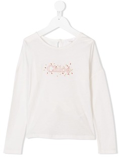 Chloé Kids футболка с вышитым логотипом