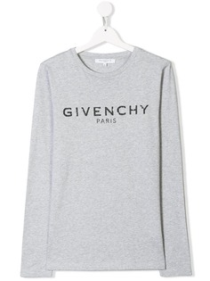 Givenchy Kids футболка с логотипом с эффектом потертости