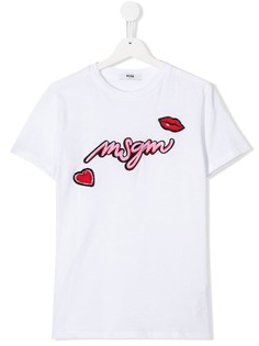 Msgm Kids футболка с вышитым логотипом
