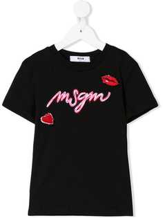 Msgm Kids футболка с нашивкой-логотипом