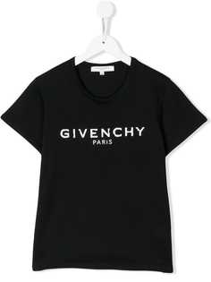 Givenchy Kids футболка с логотипом и эффектом потертости