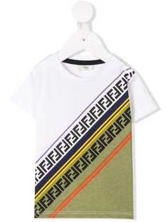 Fendi Kids футболка в полоску с монограммой