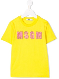 Msgm Kids футболка с вышитым логотипом