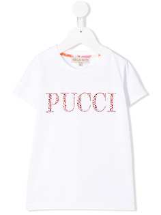 Emilio Pucci Junior футболка с логотипом из микрозаклепок