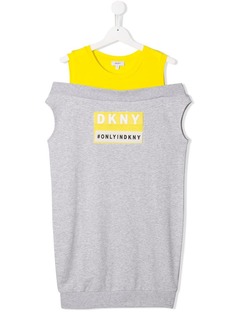 Dkny Kids многослойное платье с нашивкой-логотипом