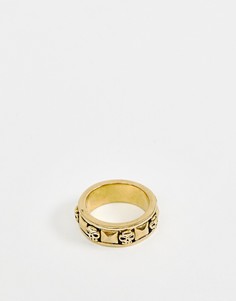 Золотистое кольцо с черепом Seven London - Золотой