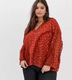 Oversize-блузка с оборками в горошек добби Religion Plus - Красный
