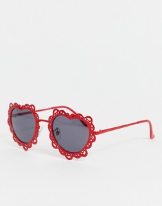 Красные филигранные солнцезащитные очки в виде сердец Jeepers Peepers - Красный