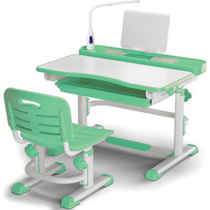 Комплект мебели (столик + стульчик) Mealux BD-04 XL Teddy WZ+Led green с лампой столешница белая/пластик зеленый