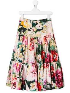 Dolce & Gabbana Kids расклешенная юбка с принтом роз