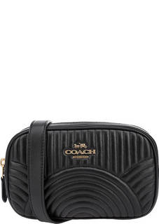 Поясная сумка черного цвета из мягкой кожи Coach