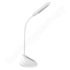 Настольный светильник camelion kd-799 c01 белый, led, 7вт, 230в, сенсорное включение, 3 уровня яркости, rgb-подсветка 12514