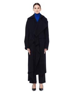 Черное пальто из шерсти Yohji Yamamoto