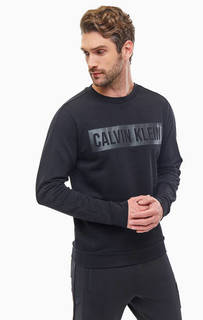 Черный свитшот с логотипом бренда Calvin Klein Performance