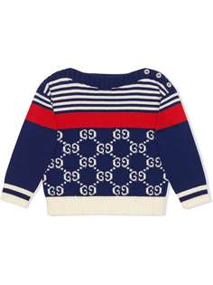 Gucci Kids трикотажный свитер с полосками и логотипом GG