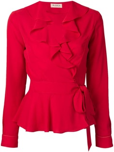 Blanca ruffle-trim belted blouse