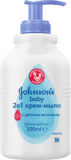 Johnson&apos;s Baby - Крем-мыло с детским молочком 2 в 1, 300 мл