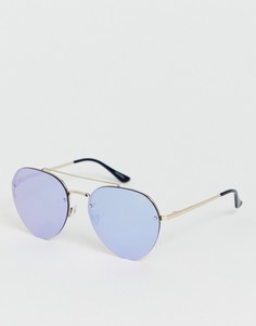 Золотистые солнцезащитные очки-авиаторы с сиреневыми стеклами Quay Australia Somerset - Золотой