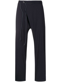Attachment dropped crotch striped trousers