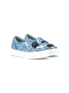 Chiara Ferragni Kids Winking Eye glittered sneakers