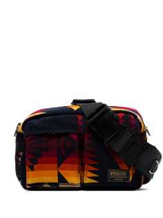 Sacai blue, yellow and red pendleton cotton messenger bag