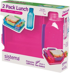 Контейнер и бутылка для воды Sistema 2 Pack Lunch, 475 мл Red (1597)