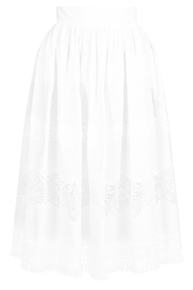 Белая юбка миди с кружевным шитьем Dolce & Gabbana