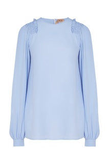 Голубая блуза с рюшами No21