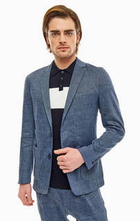 Синий льняной пиджак с карманами Drykorn