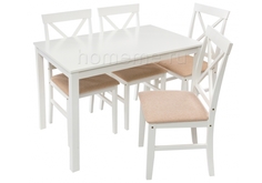 Обеденная группа Chili стол и 4 стула, белый/бежевый (1846) Home Me