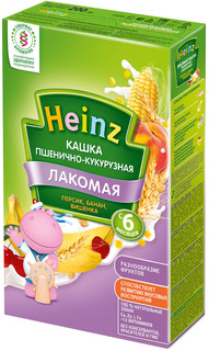 Каша Heinz Лакомая молочная пшенично-кукурузная персик, банан, вишенка (с 6 месяцев) 200 г