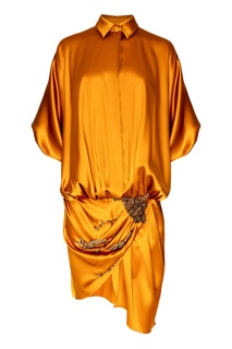 Желтое платье с драпировкой и декором Alena Akhmadullina
