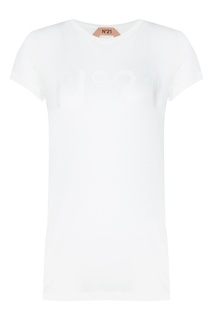 Белая футболка с логотипом в тон No21