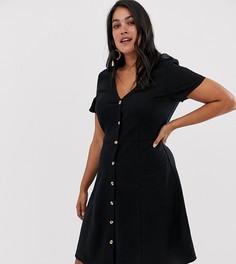 Чайное платье мини с пуговицами Vero Moda Curve - Черный