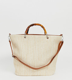 Тканая сумка-шоппер с бамбуковой ручкой Glamorous - Бежевый