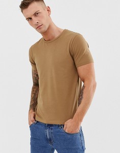 Светло-коричневая футболка с круглым вырезом Celio - Бежевый