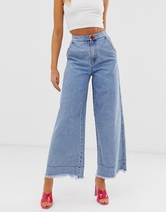 Широкие расклешенные джинсы с необработанными краями Miss Sixty - Синий