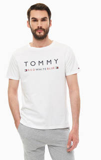 Футболка Белая домашняя футболка с логотипом бренда Tommy Hilfiger