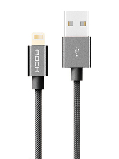 Аксессуар Rock Lightning Metal Charge & Sync Round Cable Space Grey