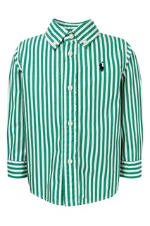Рубашка в бело-зеленую полоску Ralph Lauren Kids