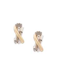 John Hardy 18kt yellow gold and sterling silver small J hoop earrings