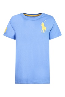 Голубая футболка с контрастной отделкой Polo Ralph Lauren Kids